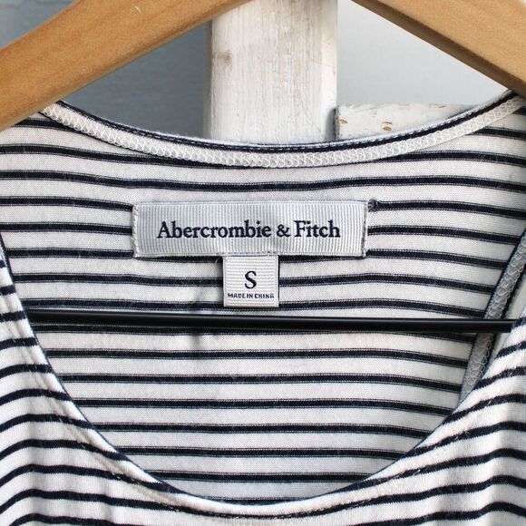 Abercrombie & Fitch White Black Striped Shift Swing Tank Dress Size Small - Picture 4 of 8